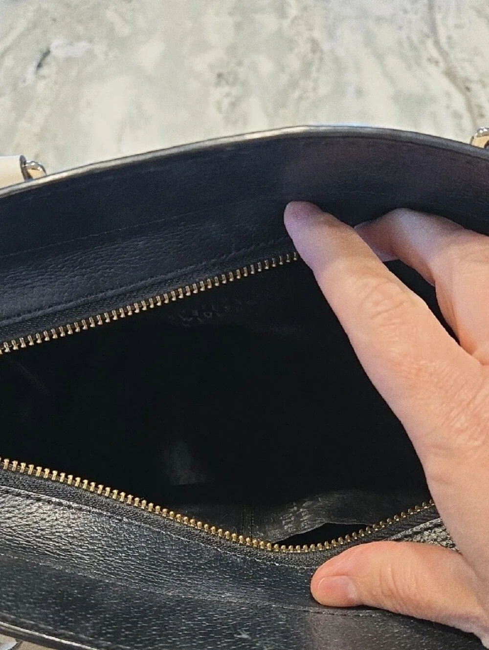 kate spade Black and Cream Two-Tone Leather Satchel
